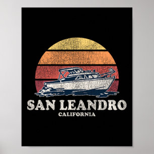 San Leandro Ca Vintag Bootfahren 70er Retro Boat D Poster