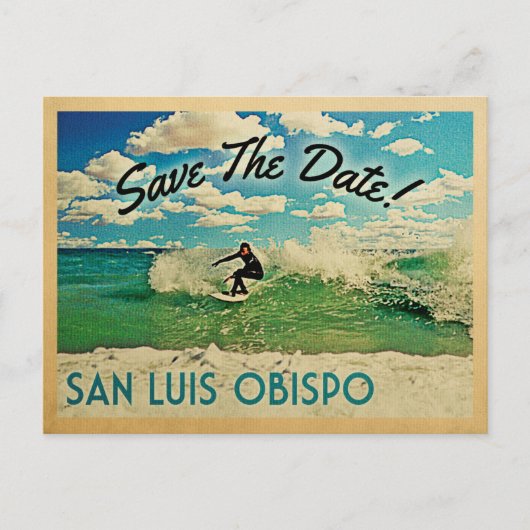 San Luis Obispo Save the Date Kalifornien Surfing Ankündigungspostkarte (Vorderseite)