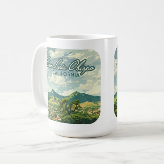 San Luis Obispo SLO California Central Coast Retro Kaffeetasse (Vorderseite Links)