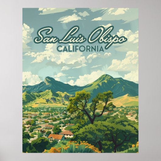 San Luis Obispo SLO California Central Coast Retro Poster (Vorne)