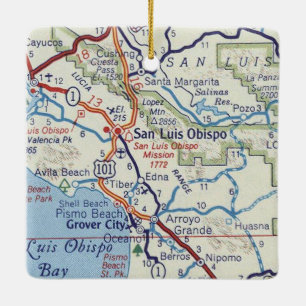 San Luis Obispo Vintage Karte Keramikornament