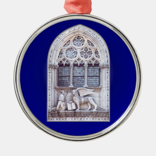 San Marco Winged Lion Window Silbernes Ornament (Vorne)