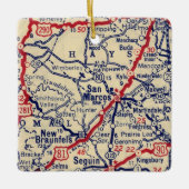 San Marcos TX Vintage Karte Keramikornament (Vorderseite)