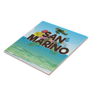 San Marino Beach Reiseplakat Fliese
