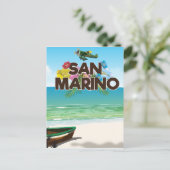 San Marino Beach Reiseplakat Postkarte (Stehend Vorderseite)