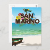 San Marino Beach Reiseplakat Postkarte (Vorne/Hinten)