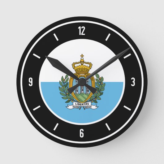 San Marino Flag Elegante Runde Wanduhr (Vorderseite)