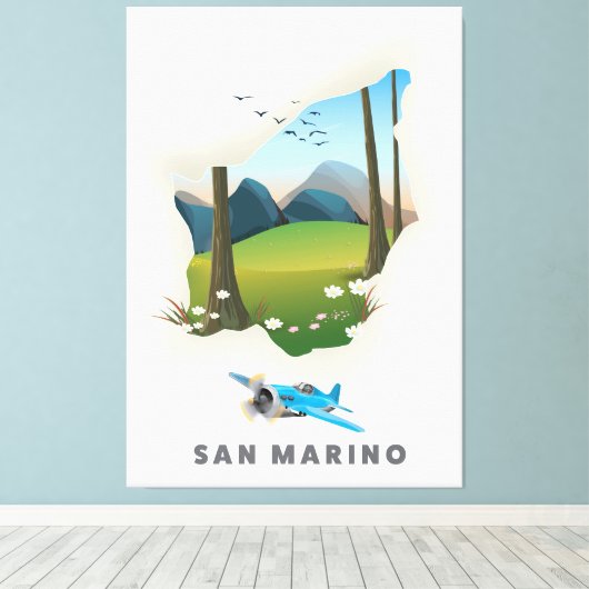 San Marino Illustriertes Reiseplakat. Leinwanddruck (Insitu (Holzboden))