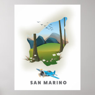 San Marino Illustriertes Reiseplakat. Poster