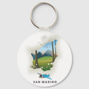 San Marino Illustriertes Reiseplakat. Schlüsselanhänger