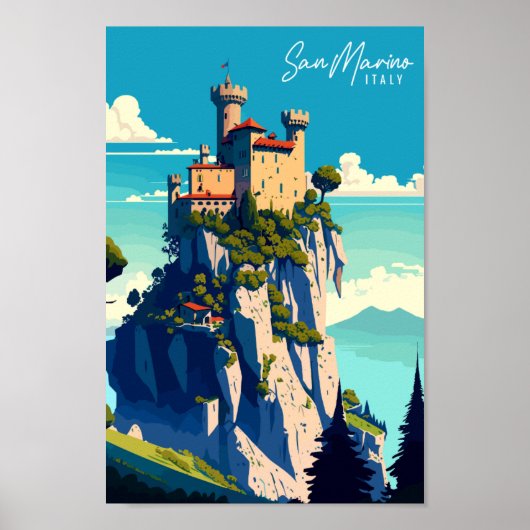San Marino Italien Vintage Reise Illustration Poster (Vorne)