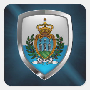 San Marino Metallic Emblem Quadratischer Aufkleber