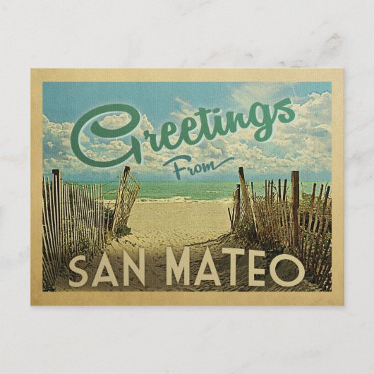 San Mateo Beach Vintage Postkarte (Vorderseite)