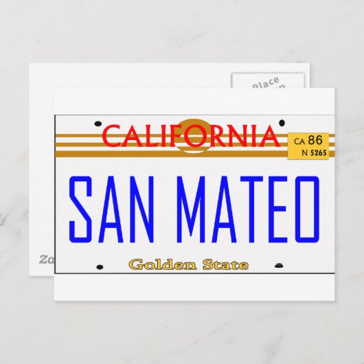 San Mateo, Ca Lincense — T - Shirt Postkarte (Vorne/Hinten)