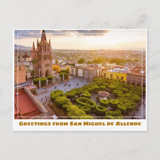 San Miguel de Allende Kirche (Garten) Postkarte (Vorderseite)