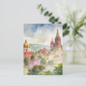 San Miguel de Allende Mexico Wasserfarbe Postkarte (Stehend Vorderseite)