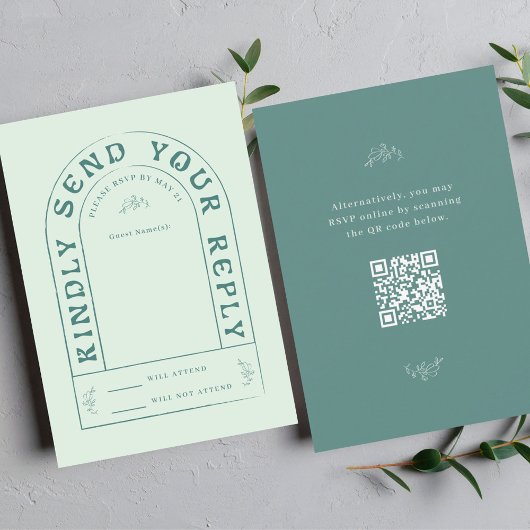 San Miguel Wedding RSVP Card mit QR Code Karte