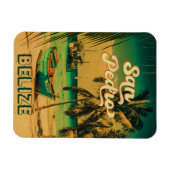 San Pedro Belize Vintag Palmen Bäume Magnet (Horizontal)