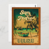 San Pedro Belize Vintag Palmen Bäume Postkarte (Vorne/Hinten)