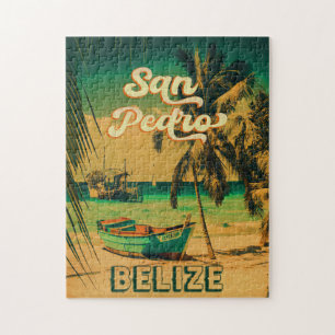 San Pedro Belize Vintag Palmen Bäume Puzzle