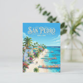 San Pedro Town Belize wird zu Postkarte (Stehend Vorderseite)