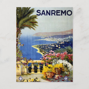 San Remo Italienisches Reiseplakat für das Mittelm Postkarte