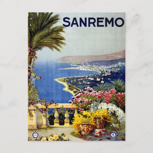 San Remo Italienisches Reiseplakat für das Mittelm Postkarte (Vorderseite)