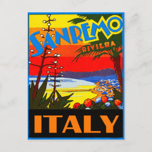 San Remo Riviera, Italien, Vintage Postkarte