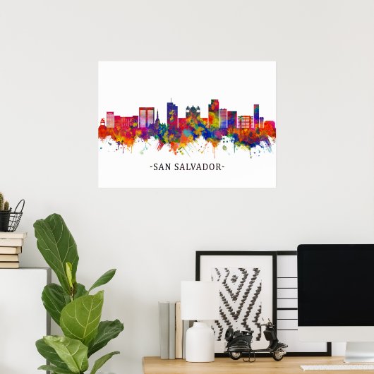 San Salvador El Salvador Skyline Poster (Heimbüro)