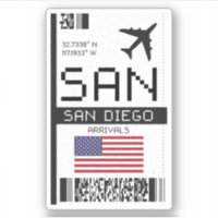 SAN San Diego, California Airport Boarding Pass