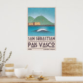 San Sebastian Art Print Curling Wave, Mid Century Poster (Küche)