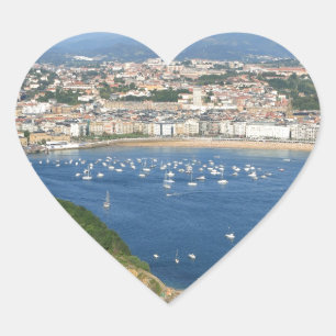 San Sebastian Baskenland Spanien Panoramablick Herz-Aufkleber