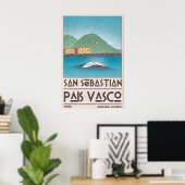San Sebastian-Kunstposter Wellige Welle, Mitte des Poster (Heimbüro)