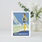 San Sebastián, Retro Reise der vektorkunst Postkarte (Stehend Vorderseite)