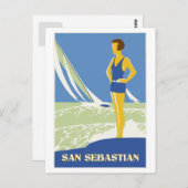 San Sebastián, Retro Reise der vektorkunst Postkarte (Vorne/Hinten)