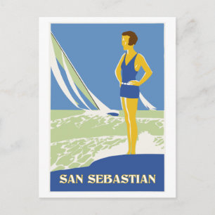 San Sebastián, Retro Reise der vektorkunst Postkarte