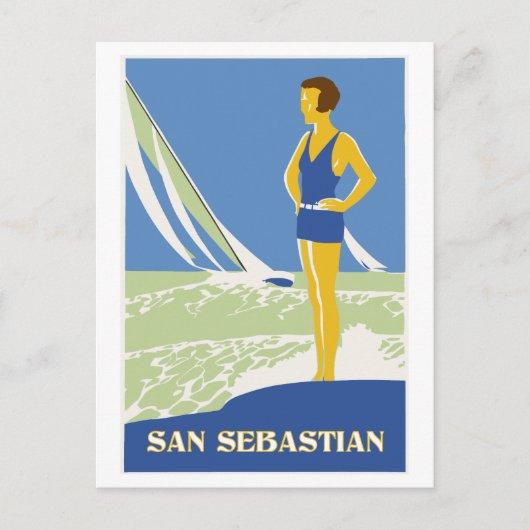 San Sebastián, Retro Reise der vektorkunst Postkarte (Vorderseite)