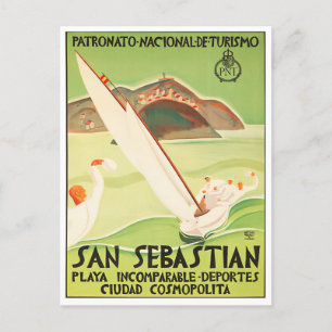 San Sebastian Spanien Reisen im Vintage-Stil Postkarte