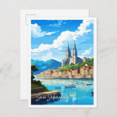 San Sebastian Spanien Vintage Illustration Postkarte (Vorne/Hinten)