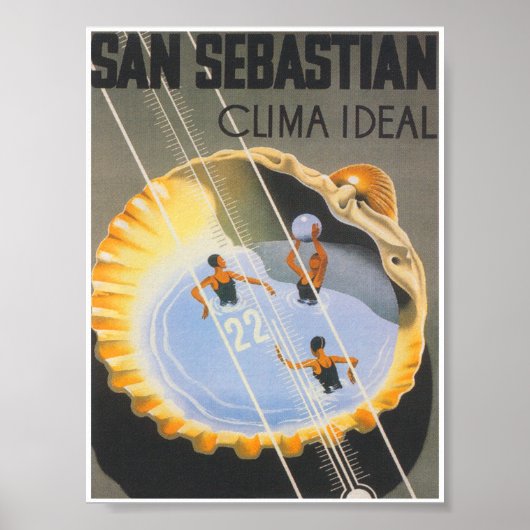 San Sebastian Spanien Whimsical Vintage Reisen Poster (Vorne)