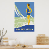 San Sebastian, Vektor Art Retro-Reise Poster (Küche)
