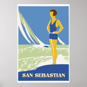 San Sebastian, Vektor Art Retro-Reise Poster