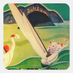 San Sebastian Vintages Poster Europa Quadratischer Aufkleber