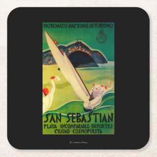 San Sebastián Vintages PosterEurope Rechteckiger Pappuntersetzer