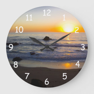 San Simeon Sunset 4 Große Wanduhr