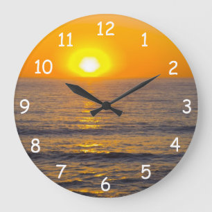 San Simeon Sunset 5 Große Wanduhr