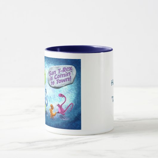 SAN T-REX ist COMIN' to TOWN von Jeff Willis Art Tasse (Zentrum)