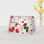 San Valentín con rosa y corazones Karte (Gelbe Blume)