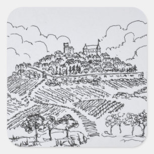 Sancerre-Weingüter Loire-Tal, Frankreich Quadratischer Aufkleber