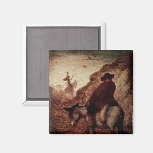 Sancho und Don Quixote, 19. Jahrhundert Magnet (Vorderseite/Rückseite)